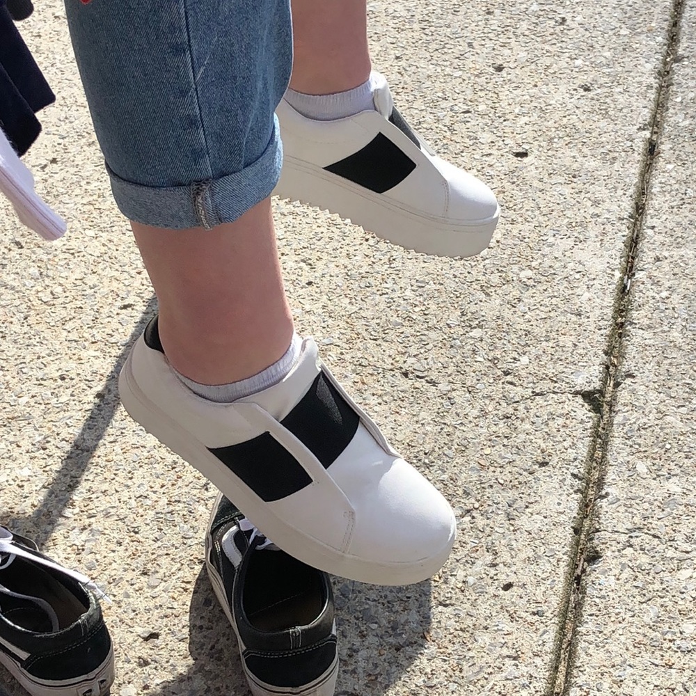 white slip on shoes